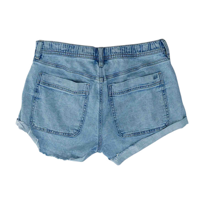 Blue Solid Denim Shorts