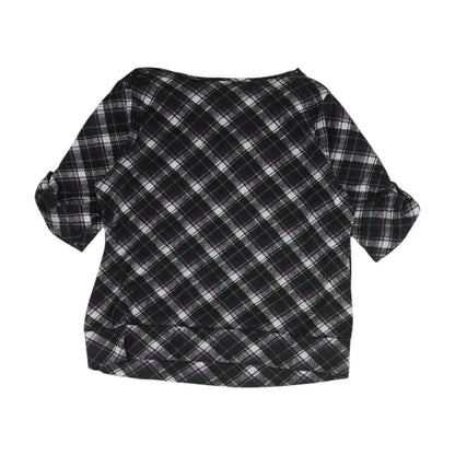 Black Plus Plaid Cowl Neck Sweater
