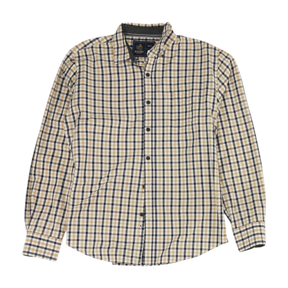 Beige Check Long Sleeve Button Down