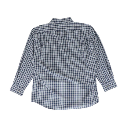 Navy Plaid Long Sleeve Button Down