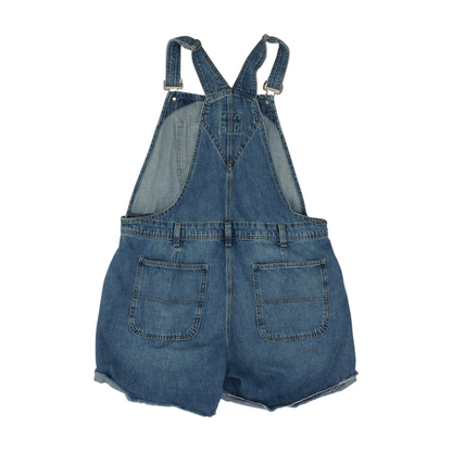 Blue Solid Overalls Shorts