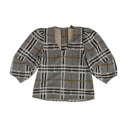 Black Plaid Long Sleeve Blouse