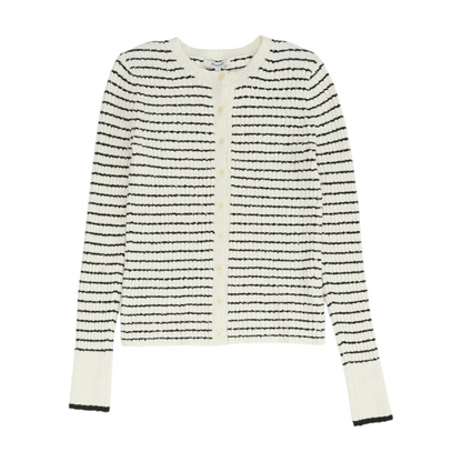 Ivory Striped Cardigan Sweater