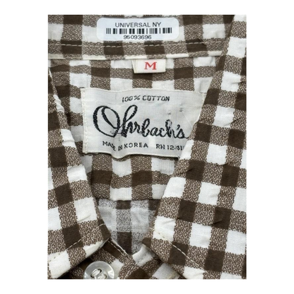 Brown Check Short Sleeve Button Down