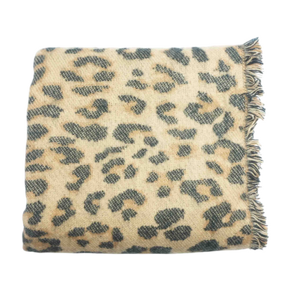 Tan Animal Print Acrylic Scarf