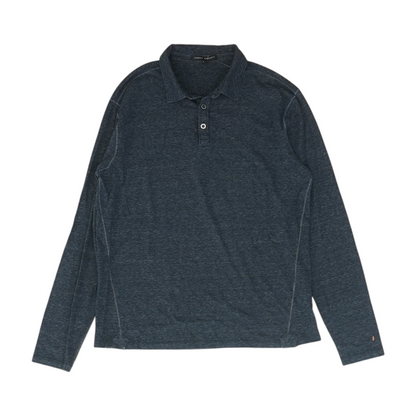 Navy Solid Long Sleeve Polo