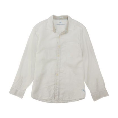 White Solid Long Sleeve Button Down