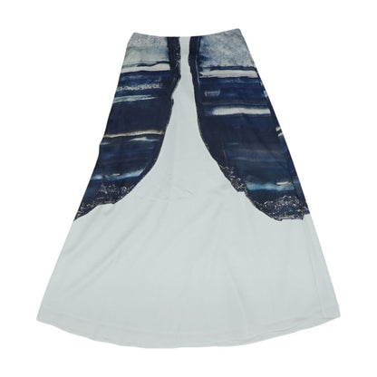 White Misc Midi Skirt