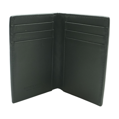 Black Intrecciato Weave Leather Wallet