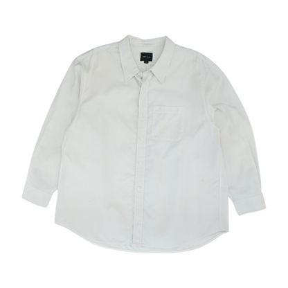 White Graphic Long Sleeve Button Down