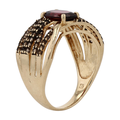 14K Yellow Gold Garnet Fashion Ring