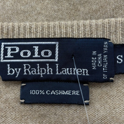 Tan Solid 100% Cashmere V-Neck Sweater