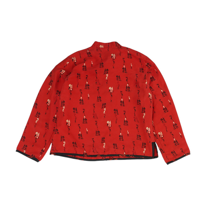 Vintage Red Silk Print Button Down