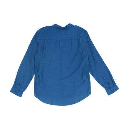 Blue Solid Long Sleeve Button Down