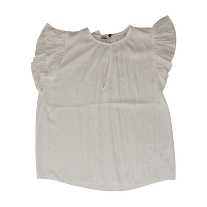 White Solid Short Sleeve Blouse