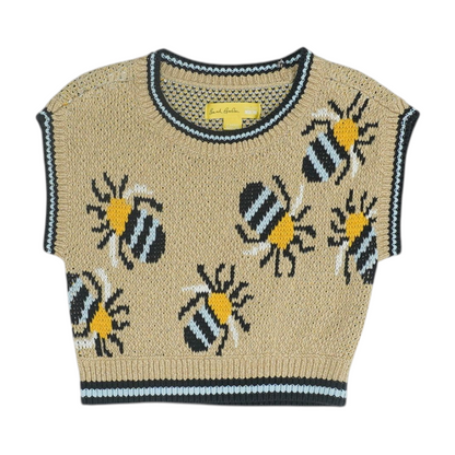 Brown Print Vest Sweater