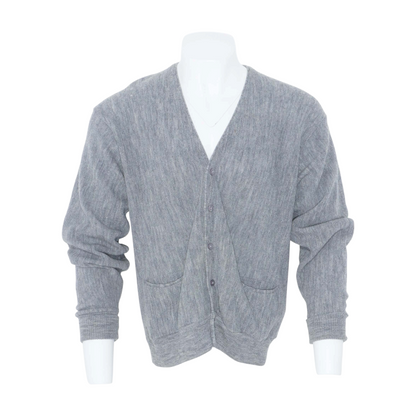 Gray Solid Cardigan Sweater