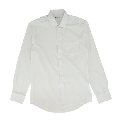 White Solid Long Sleeve Button Down