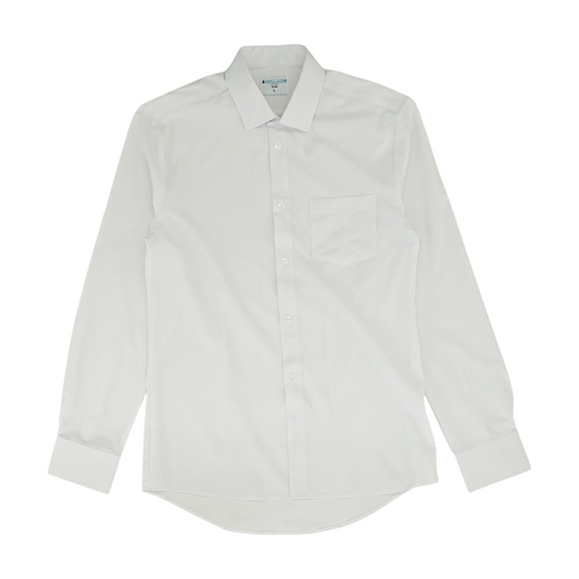 White Solid Long Sleeve Button Down