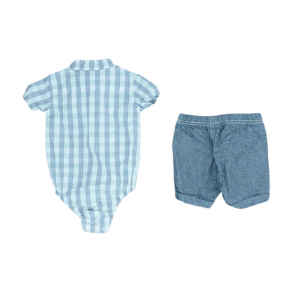 Gray Check Short Sleeve Set