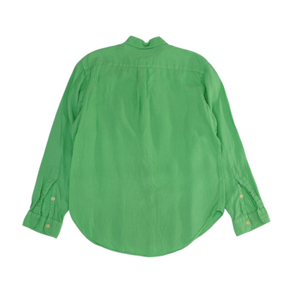 Green Solid Long Sleeve Button Down
