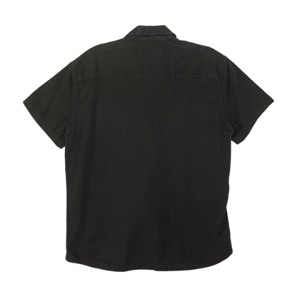 Black Solid Short Sleeve Button Down