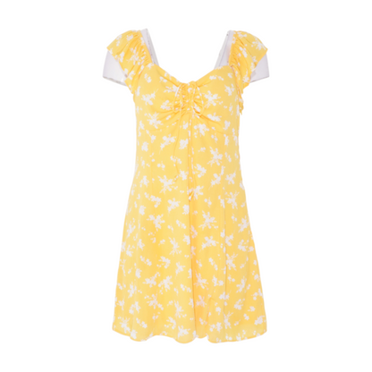 Yellow Floral Mini Dress
