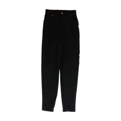 Vintage Black Solid Ribbed Five Pocket Pants