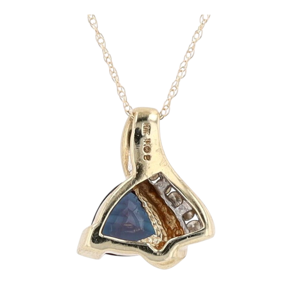 10K Yellow Gold Synthetic Alexandrite Pendant Necklace