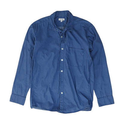Blue Polka Dot Long Sleeve Button Down