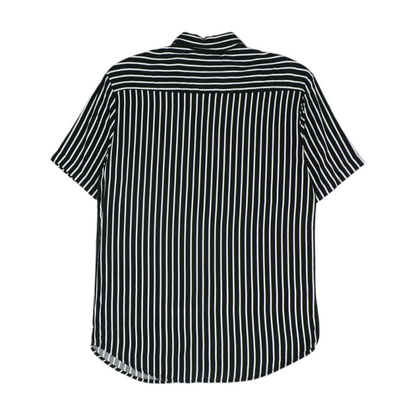 Black Striped Short Sleeve Button Down
