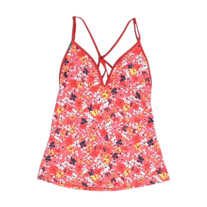 Red Floral Swim Top
