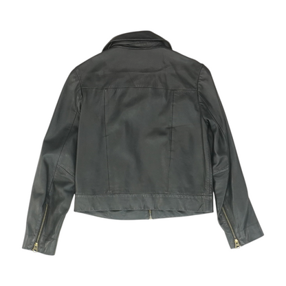 Black Solid Leather Jacket