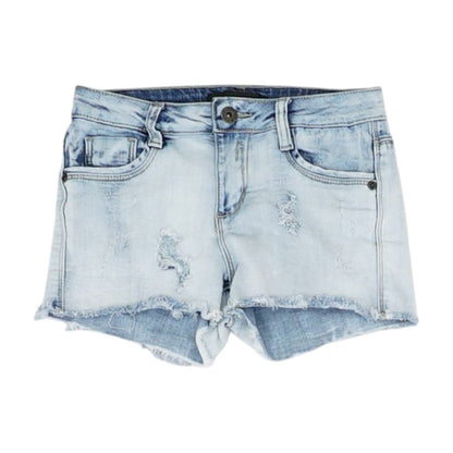 Blue Solid Denim Shorts