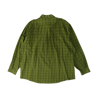 Green Plaid Long Sleeve Button Down