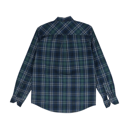 Navy Plaid Long Sleeve Button Down
