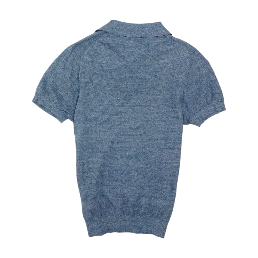 Blue Solid Short Sleeve Polo