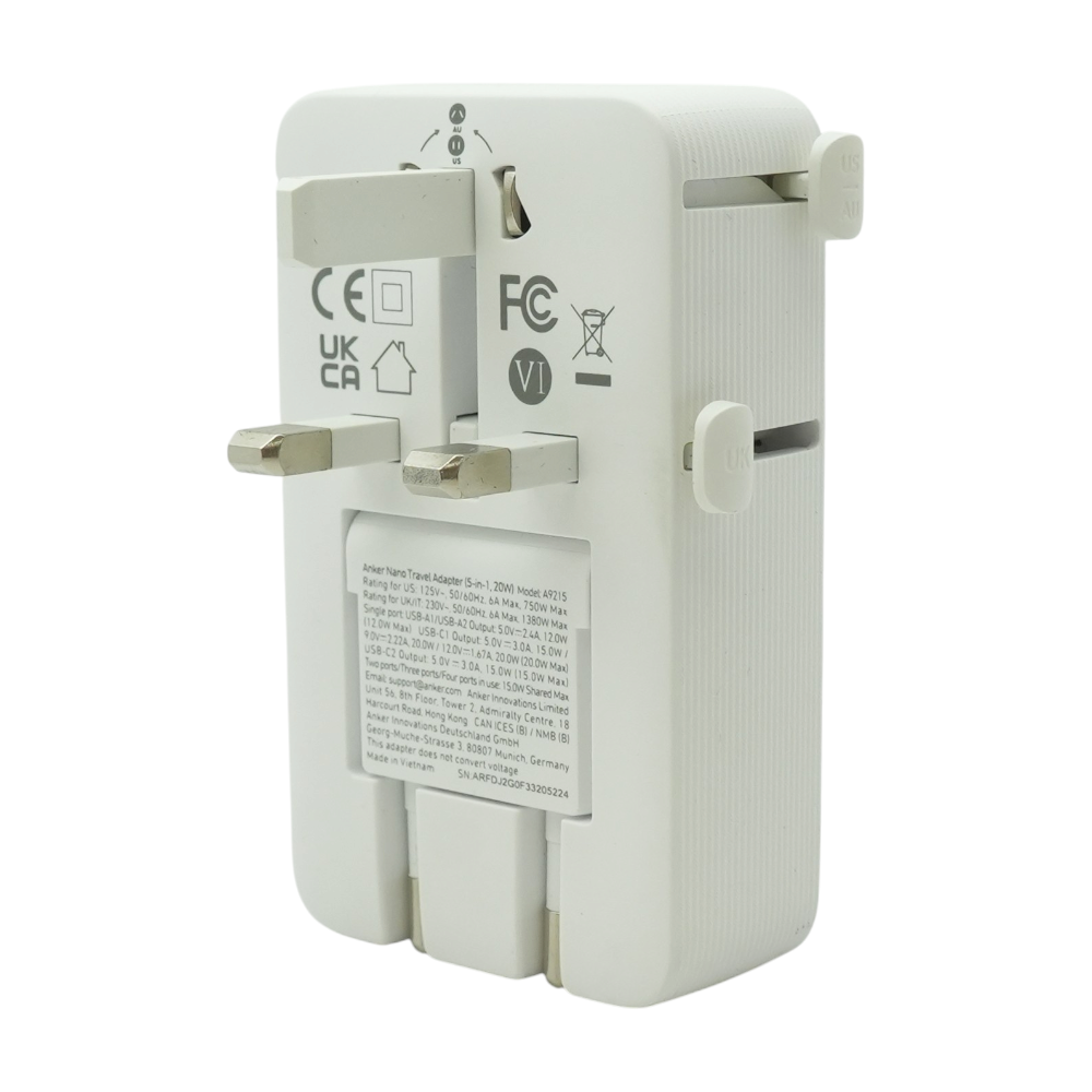 Nano 5-in-1 20W Travel Charging Adapter