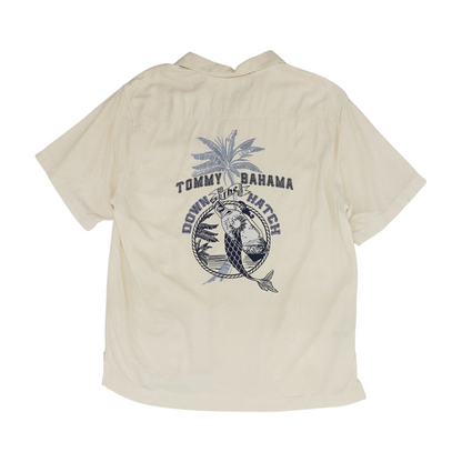 Cream Solid Short Sleeve Button Down