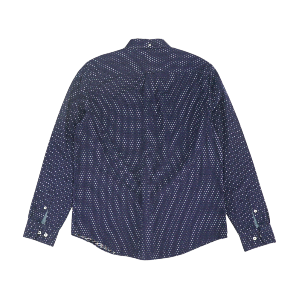 Navy Polka Dot Long Sleeve Button Down