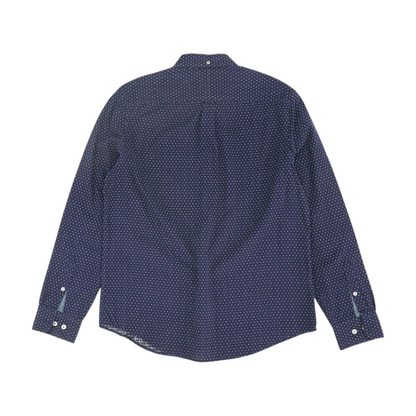 Navy Polka Dot Long Sleeve Button Down