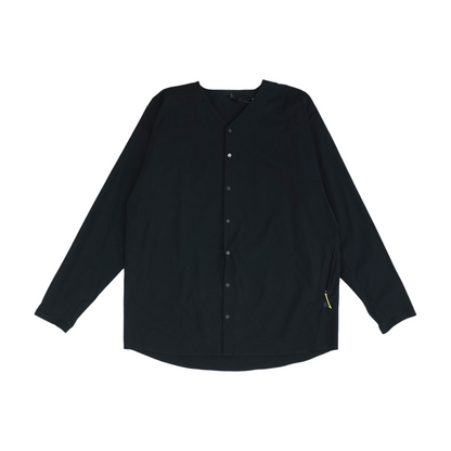 Black Solid Long Sleeve Button Down