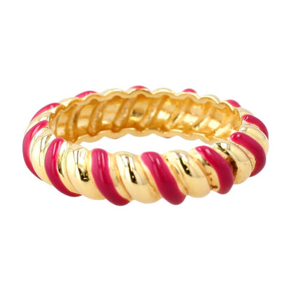 Gold Plated Sterling Silver Fuchsia Enamel Twist Band