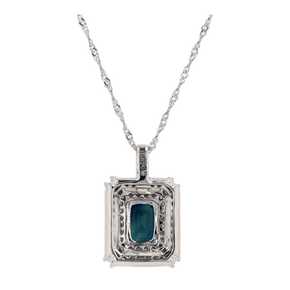 1 3/8 ctw 14K White Gold Sapphire Pendant Necklace