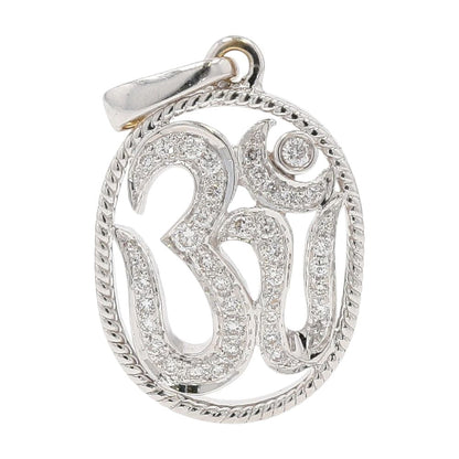 1/4 Ct 18K White Gold Diamond Accented Om Symbol Pendant