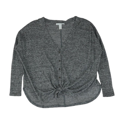 Gray Solid Cardigan Sweater