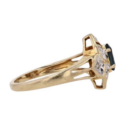 10K Two-Tone Gold Blue Stone Fashion Ring