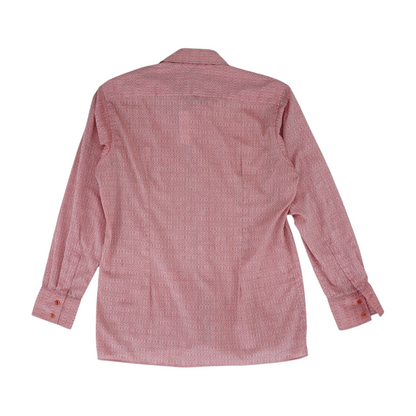 Red Geometric Long Sleeve Button Down