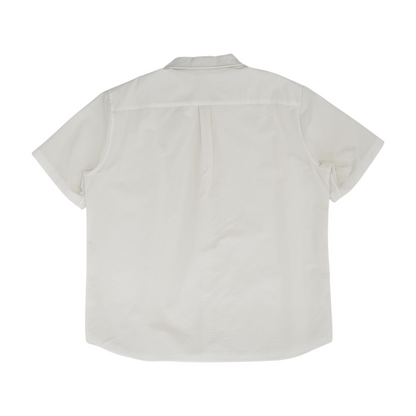 White Solid Short Sleeve Button Down