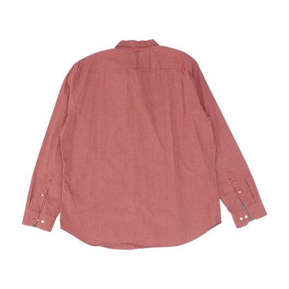 Red Solid Long Sleeve Button Down